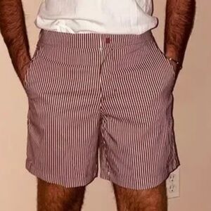 Abercrombie & Fitch burgundy & white striped seersucker swim shorts small NWOT